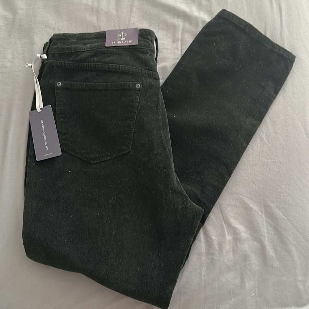 NWT NYDJ Black Skinny Corduroy Trousers Size 14P
